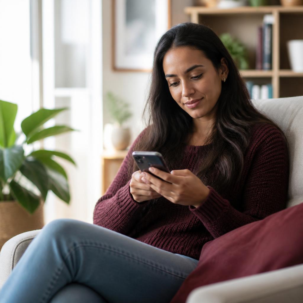 A woman preparing a message for her GP on her phone.